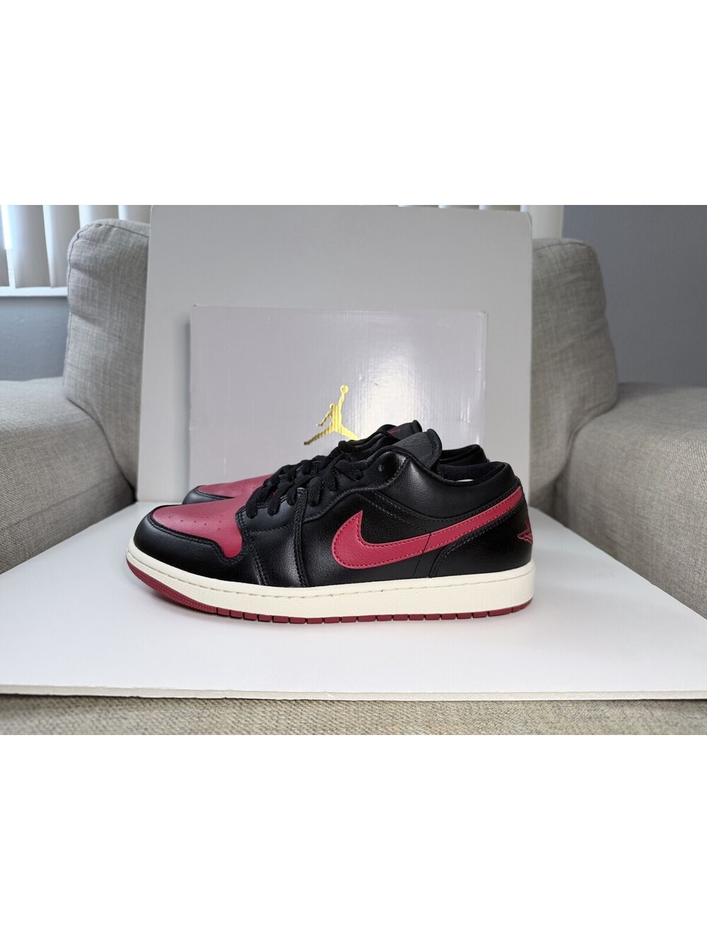 Nike Air Jordan 1 Low DC0774-061 Womens 12 Sneaker Bred Sail Black Leather Shoes